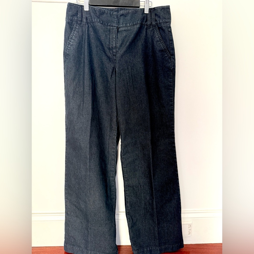 Women Denim Pants Apostrophe Wide Leg jeans Pants Stretch Black pant Size 10